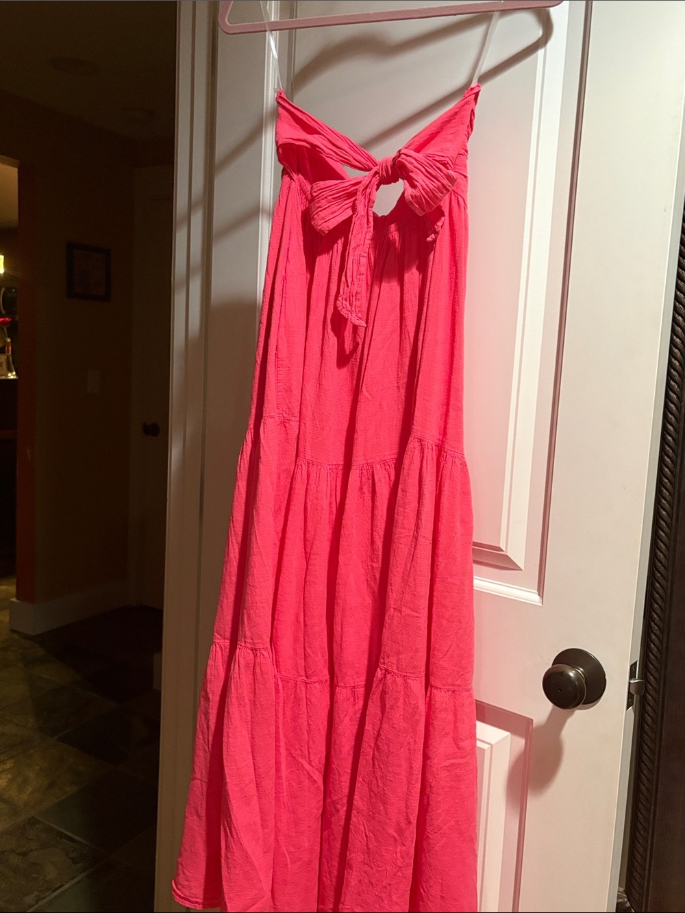 Blanco by Nature Carlotta Raspberry Pink Tiered Maxi Dress Size Small - Picture 3 of 8